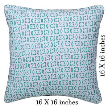 Green orange Block printed Reversible Cushion Cover (Set of 2 pcs) 4