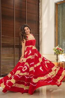 Red Silk Printed Maxi Suit Set 3