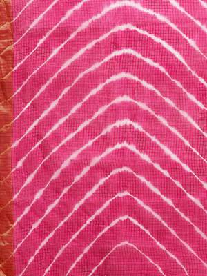 Hand Dyed Orange & Pink Bandhani Kota Silk Sustainable Saree 3