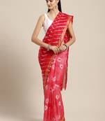 Hand Dyed Pink & Red Leheriya Kota Saree