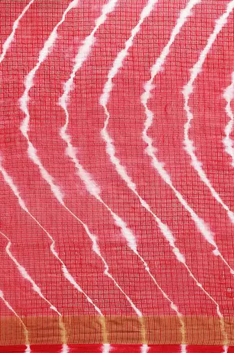 Hand Dyed Pink & Red Leheriya Kota Saree