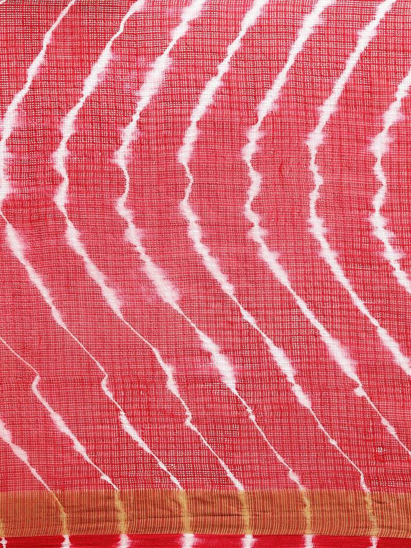 Hand Dyed Pink & Red Leheriya Kota Saree