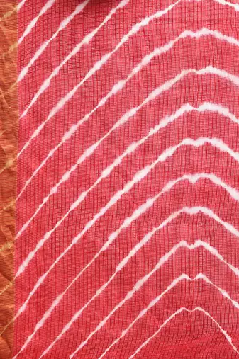 Hand Dyed Pink & Red Leheriya Kota Saree