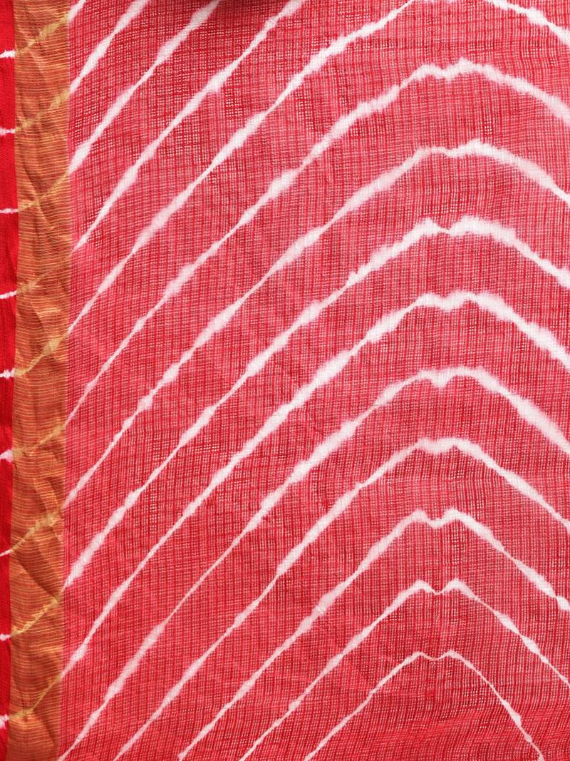 Hand Dyed Pink & Red Leheriya Kota Saree