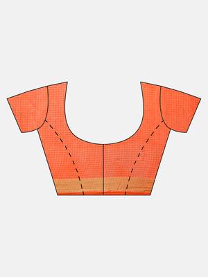 Hand Dyed Orange & Navy Blue Bandhani Kota Doria Sustainable Saree 4