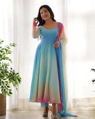 Multicolor Georgette Ombre Anarkali Salwar Suit 1