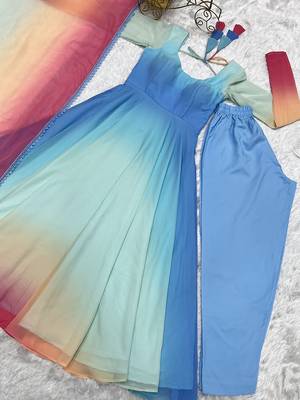 Multicolor Georgette Ombre Anarkali Salwar Suit 3