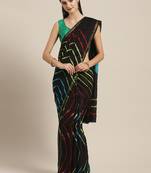 Hand Dyed Black Leheriya Kota Doria Sustainable Saree