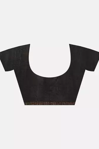 Hand Dyed Black Leheriya Kota Doria Sustainable Saree