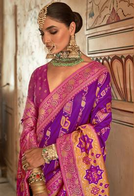 Banarasi silk blend Weaving Purple Designer Saree 2
