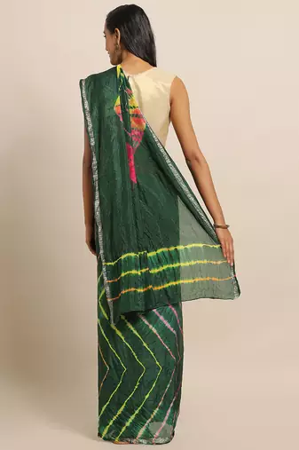 Hand Dyed Green Leheriya Kota Silk Sustainable Saree