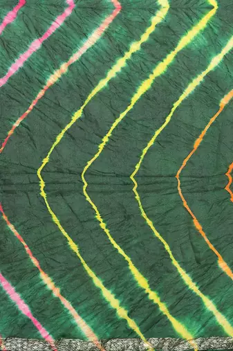 Hand Dyed Green Leheriya Kota Silk Sustainable Saree