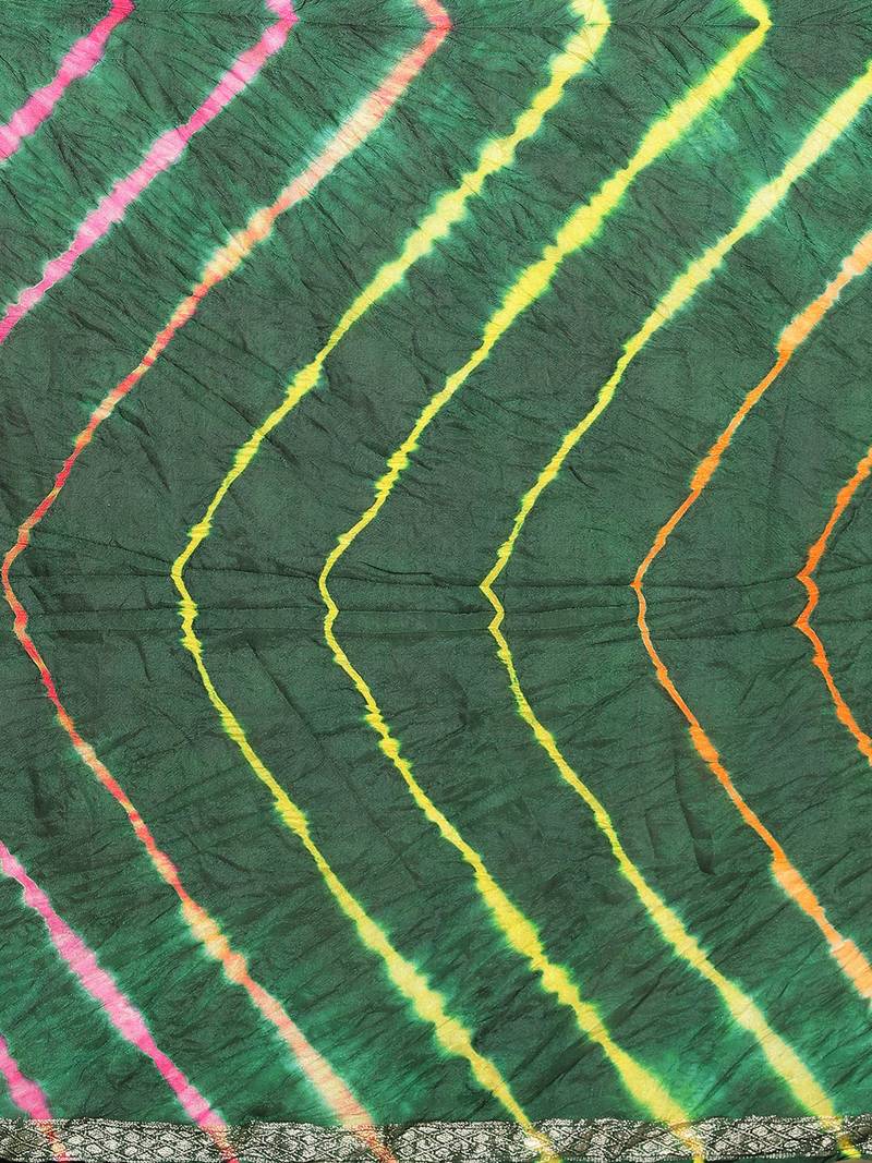 Hand Dyed Green Leheriya Kota Silk Sustainable Saree