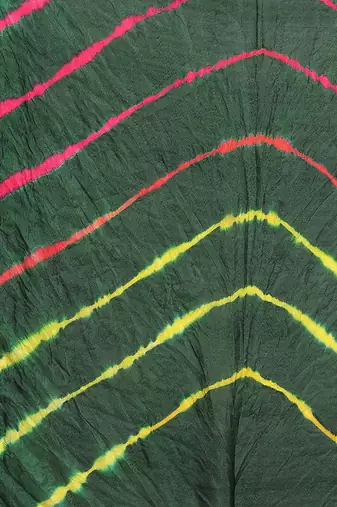 Hand Dyed Green Leheriya Kota Silk Sustainable Saree