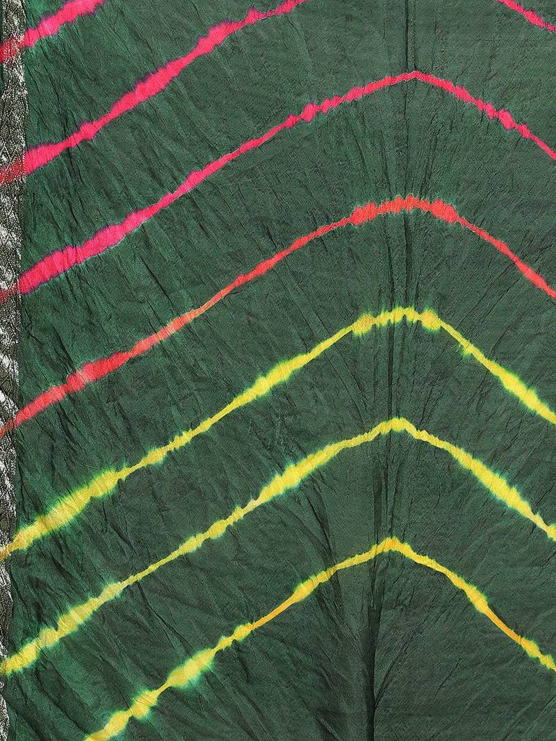 Hand Dyed Green Leheriya Kota Silk Sustainable Saree