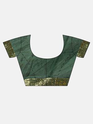 Hand Dyed Green Leheriya Kota Silk Sustainable Saree 5