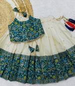 Baby Girl's Traditional Readymade South Indian Pattu Pavadai Rama Lehenga Choli For Kid's