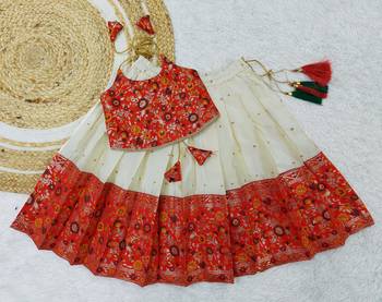 Baby Girl's Traditional Readymade South Indian Pattu Pavadai Red Lehenga Choli For Kid's 1