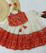 Baby Girl's Traditional Readymade South Indian Pattu Pavadai Red Lehenga Choli For Kid's