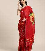 Hand Dyed Red Leheriya Kota Silk Saree