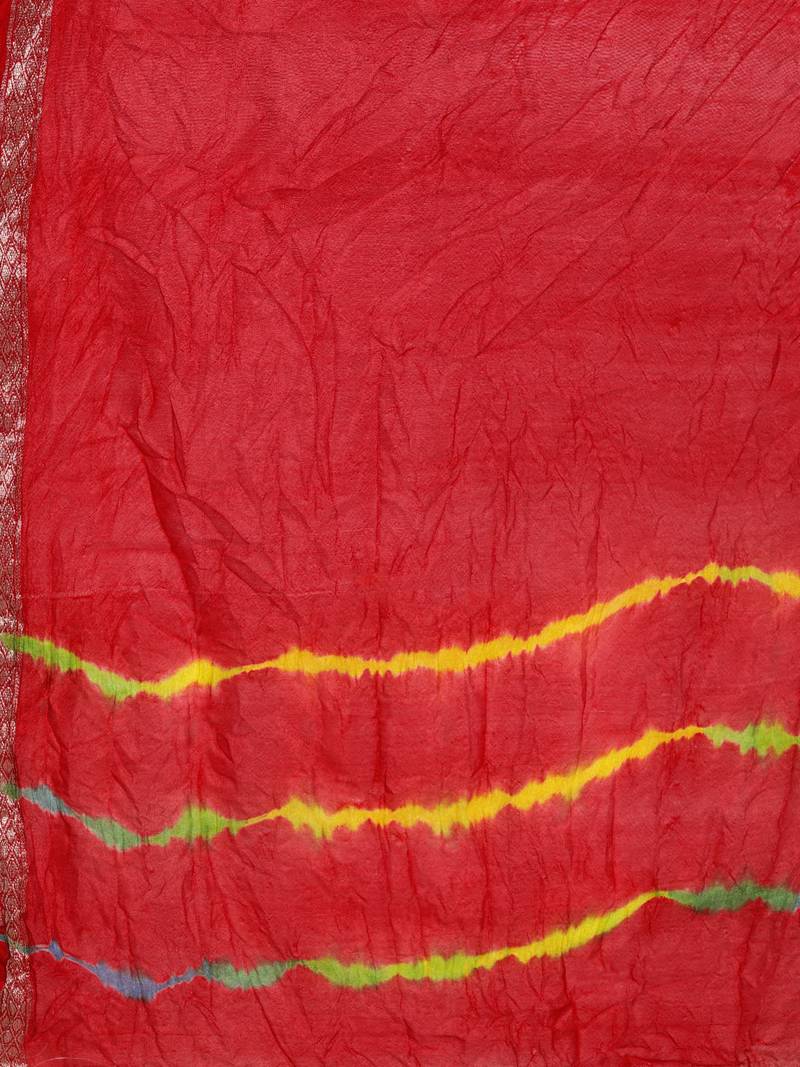 Hand Dyed Red Leheriya Kota Silk Saree