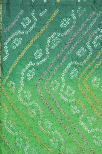 Hand Dyed Green & Red Bandhani Silk Sustainable Saree