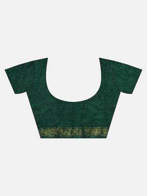 Hand Dyed Green & Red Bandhani Silk Sustainable Saree 5