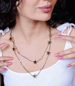   Black Chain Black Star Stylish cz studded layered chain necklace