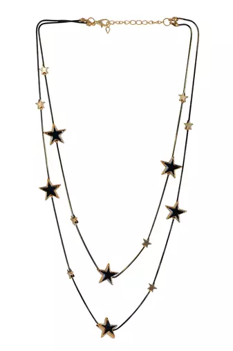   Black Chain Black Star Stylish cz studded layered chain necklace