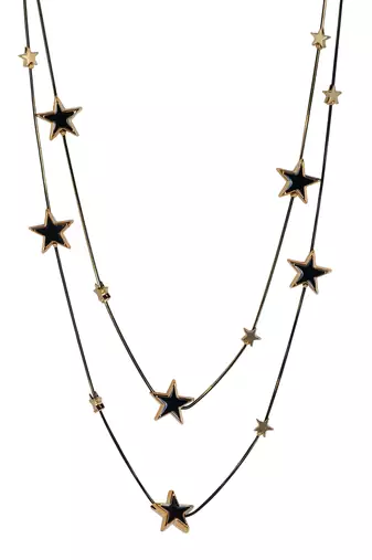   Black Chain Black Star Stylish cz studded layered chain necklace
