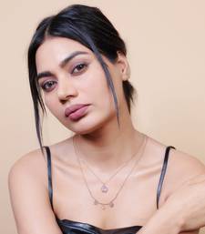   Rosegold-Plated star Shaped CZ Studded Layered Chain Necklace