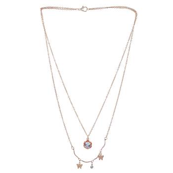   Rosegold-Plated star Shaped CZ Studded Layered Chain Necklace 5