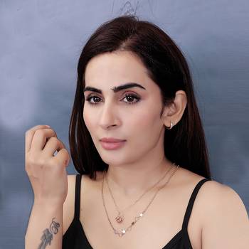   rosegold-plated cz studded layered chain necklace 2