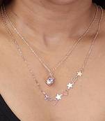   rosegold-plated cz studded layered chain necklace