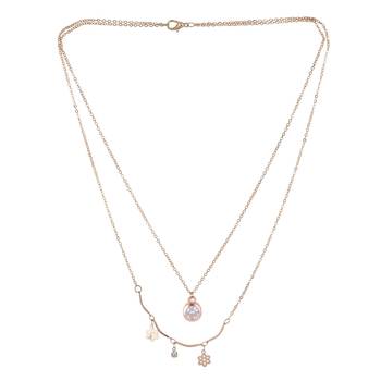   rosegold-plated star shaped cz studded layered chain necklace 3
