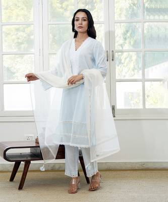 white  Satka Net Dupatt 1