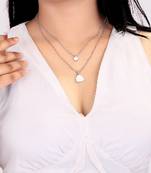   rhodium-plated star shaped cz studded layered chain necklace