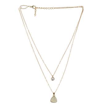   gold-plated triangle shaped cz studded layered chain necklace 4