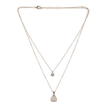   rosegold-plated triangle shaped cz studded layered chain necklace 4