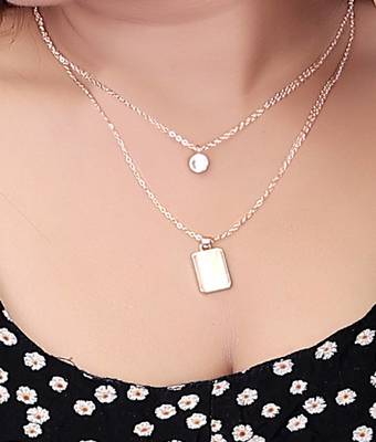   Gold-plated star shaped cz studded layered chain necklace 1