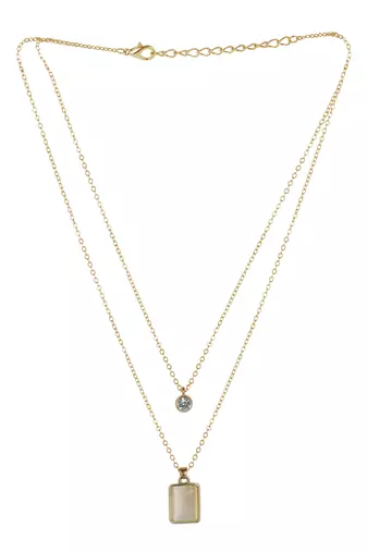   Gold-plated star shaped cz studded layered chain necklace