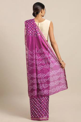 Hand Dyed Purple Bandhani Silk Sustainable Saree