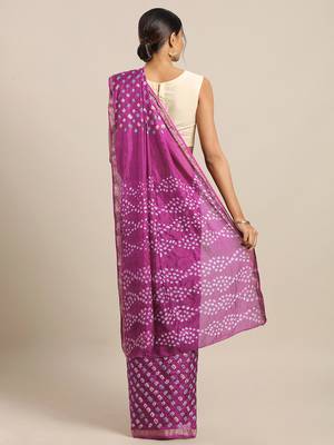 Hand Dyed Purple Bandhani Silk Sustainable Saree 1