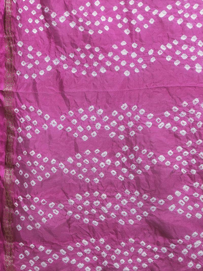 Hand Dyed Purple Bandhani Silk Sustainable Saree