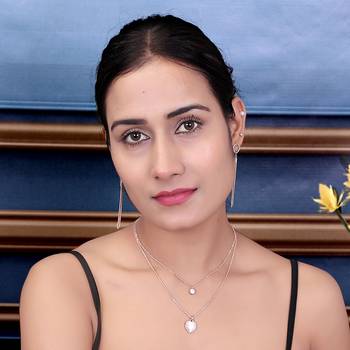   rosegold-plated heart shaped cz studded layered chain necklace 2