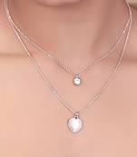   rosegold-plated heart shaped cz studded layered chain necklace