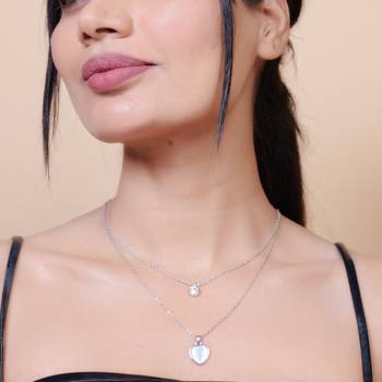   rohdium star shaped cz studded layered chain necklace 1