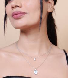   rohdium star shaped cz studded layered chain necklace