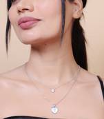   rohdium star shaped cz studded layered chain necklace