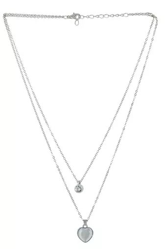   rohdium star shaped cz studded layered chain necklace